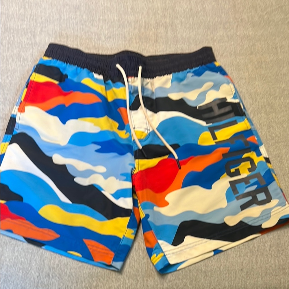 Tommy Hilfiger Blue and Orange Board Shorts Swim